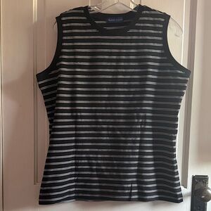 3/$25 Karen Scott Women's Black and White Striped Tank Top